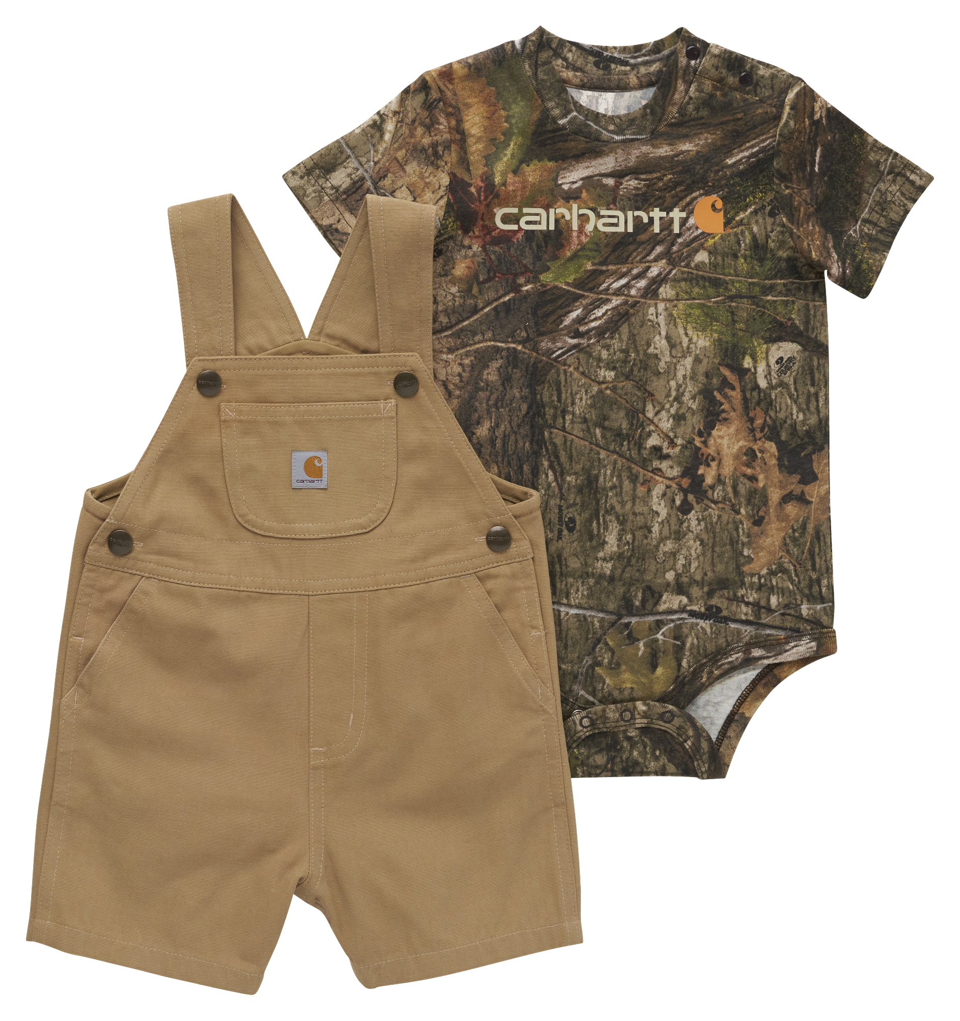 Carhartt Camo Short-Sleeve Bodysuit and Canvas Shortalls Set for Babies ...